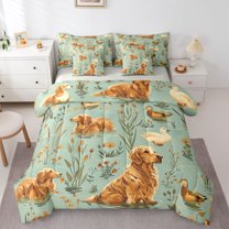 Castle Fairy Cute Dog Duck Bedding Comforter Set,Cartoon Animal Queen Bedding Sets