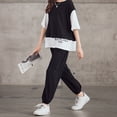 thumbnail image 4 of Minnieouse Conjunto de ropa de verano para niñas, camiseta de manga corta de estilo informal para niños, pantalones de moda, ropa, chándal, conjuntos de ropa Negro 170cm, 4 of 6