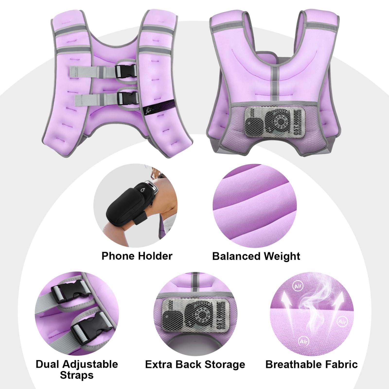 Purple 15 lb Weighted Vest for Workout Running Walking