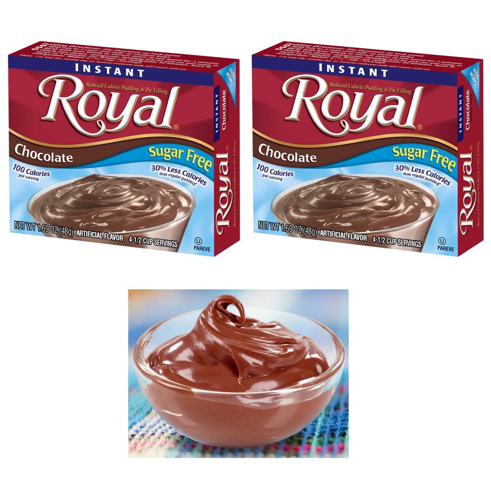 2 Packs Royal Instant Pudding Chocolate Dessert Mix Filling Fat Free 1