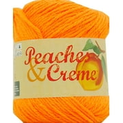 Peaches & Creme Solid 4 Medium Cotton Yarn, Bright Orange 2.5oz/70.9g, 120 Yards