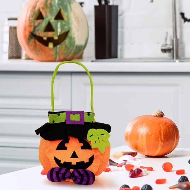 Bolsa de dulces de regalo para niños, accesorios para disfraces de Halloween, bolso de tela, linterna de calabaza
