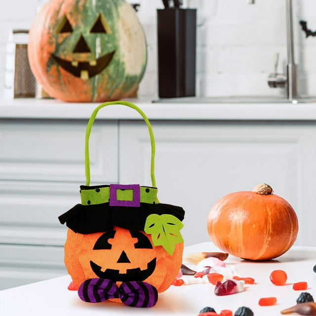 XYAIYT Sac à Bonbons d'Halloween en Tissu Non Tissé Sac de Rangement Cadeau de Fête Sac à Main Réutilisable Portable pour Collations Jouets Petits Cadeaux