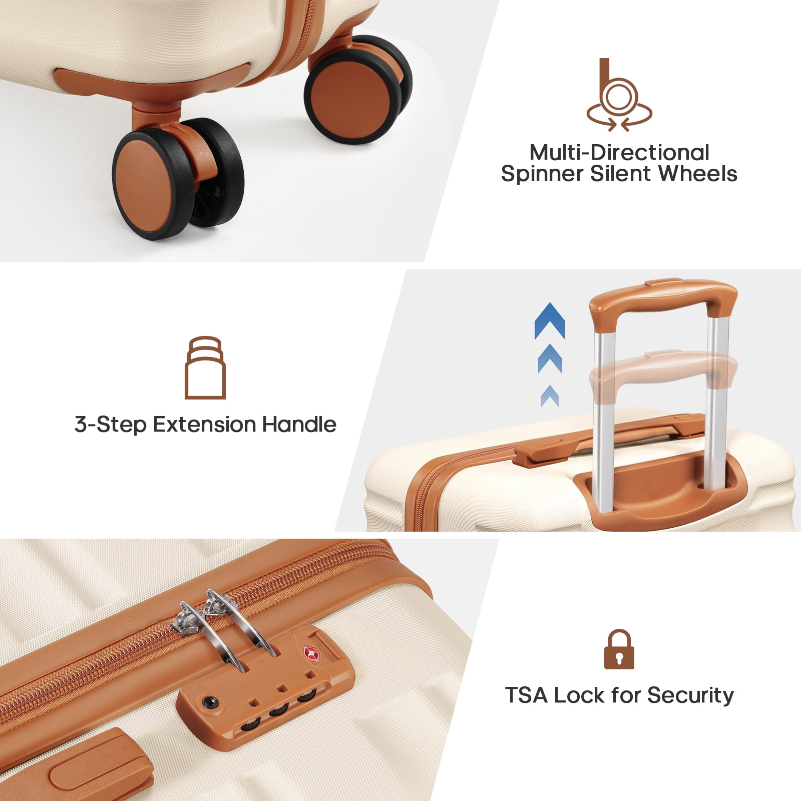 MIUSSE Hard Shell Luggage Sets, 3 Piece Luggage Set, 20/24/28 IN Carry On Luggage with TSA Lock Spinner Wheels, Hard Shell Suitcases Women Men