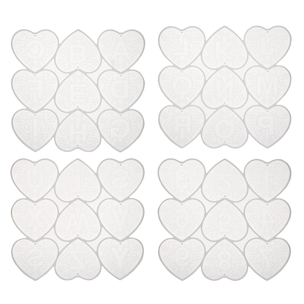 DIY Keychain Molds Making Including Resin Molds Iron Keychain Ring and 304 Stainless Steel Jump Rings For UV Resin Epoxy Resin Craft Making Heart with Mandala Letter Platinum 185x203x6mm