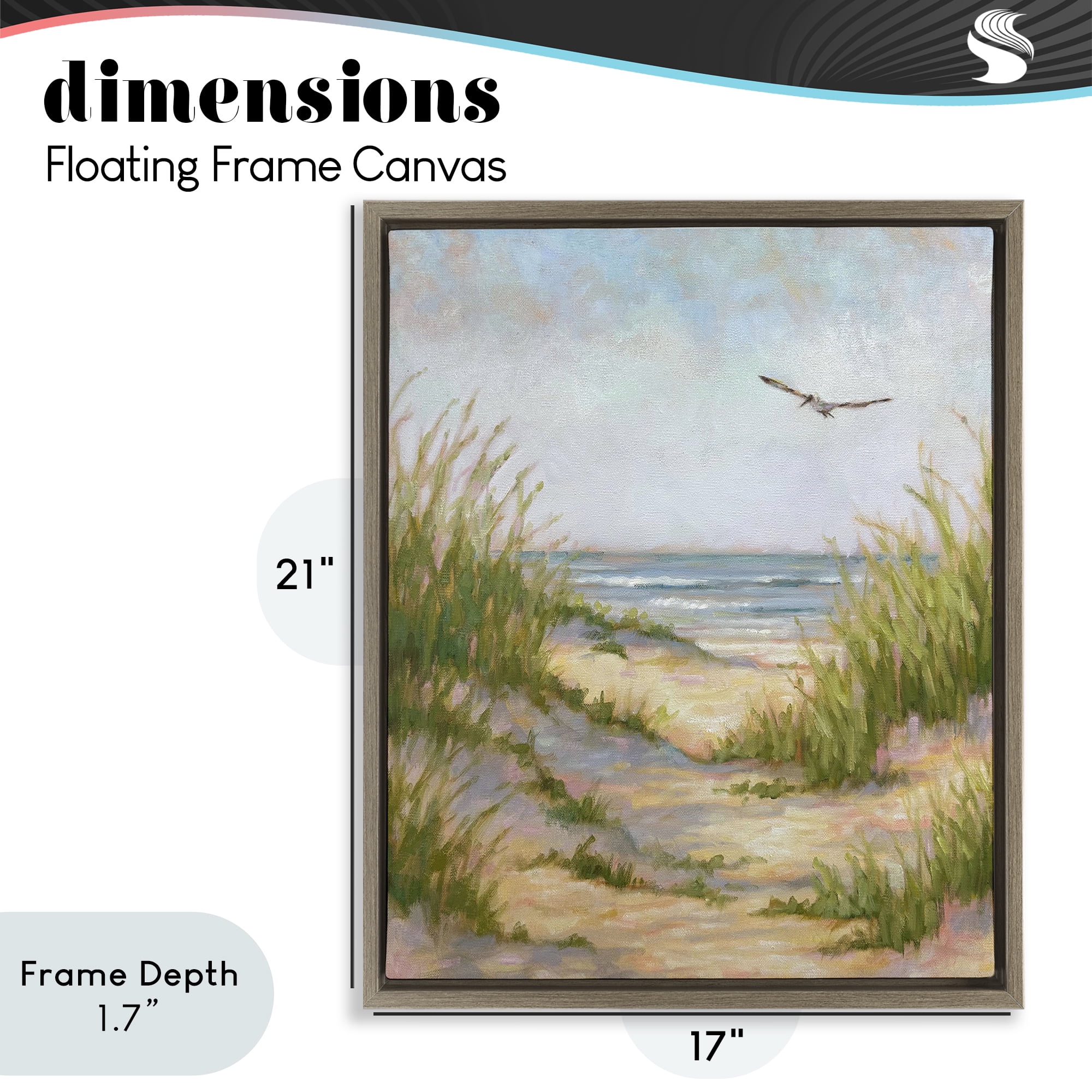 Stupell Industries Peaceful Beach Sand Dunes Brown Framed Floater Canvas Wall Art, design by Linda Sperruzzi