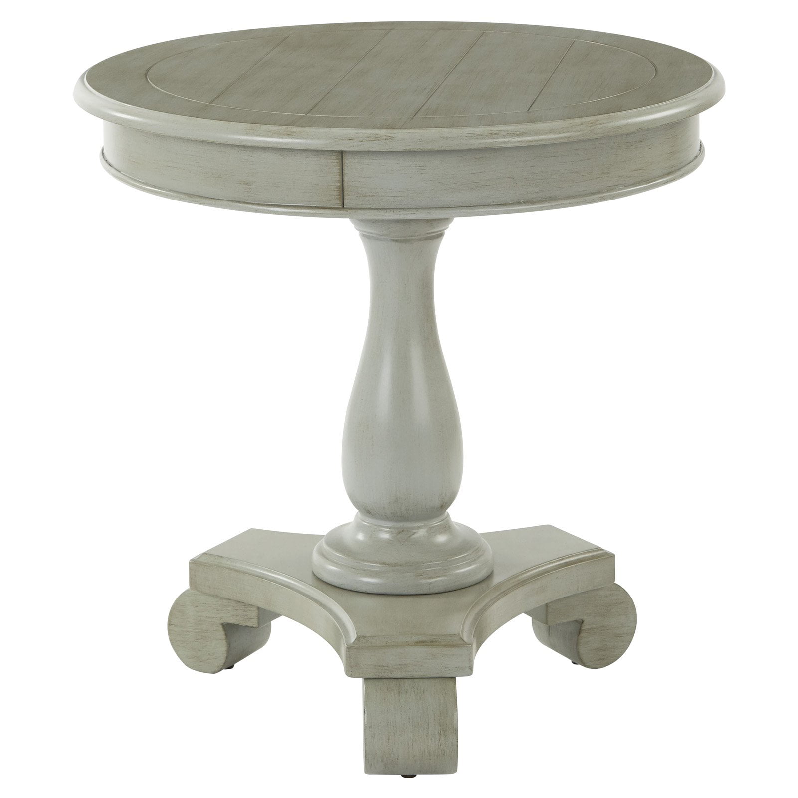 Roundhill Furniture Rene Round Wood Pedestal Side Table, White 