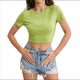 thumbnail image 1 of Tops Cortos de Verano para Mujer, de Corta, Cuello Redondo, Color Liso, de Punto Ajustado, Sin Espalda. Verde L, 1 of 10