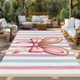 thumbnail image 2 of Easter Outdoor Rug for Patio/Deck/Porch, Non-Slip Large Area Rug 3 x 5 Ft, Spring Cute Pink Bow Rabbit Ear Colorful Stripes Indoor Outdoor Rugs Washable Area Rugs, Camping Rug Carpet Runner, 2 of 8