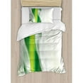 thumbnail image 3 of Abstract Duvet Cover Set, Cool Floral Like Strip Wavy Detailed Design Image Print, Decorative 3 Piece Bedding Set with 2 Pillow Shams, King Size, Dark Green White, by Ambesonne, 3 of 3