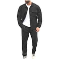 thumbnail image 2 of Fewfanhot Mens Sweatsuit Tracksuit Set 2 Pieces Solid Color Long Sleeve Button up Jacket and Cargo Pants Set, 2 of 7