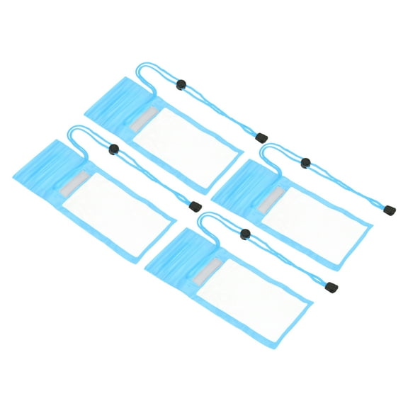 Unique Bargains Lanyard Waterproof Phone Pouch Universal Clear Cellphone Dry Bag Light Blue 4 Pack
