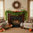 thumbnail image 1 of Guirnalda navideña de 183 cm con hojas artificiales | Decoración colgante de ratán rojo y verde para chimenea, entrada y fiestas navideñas en interiores | Decoración del hogar para Acción de Gracias, 1 of 6