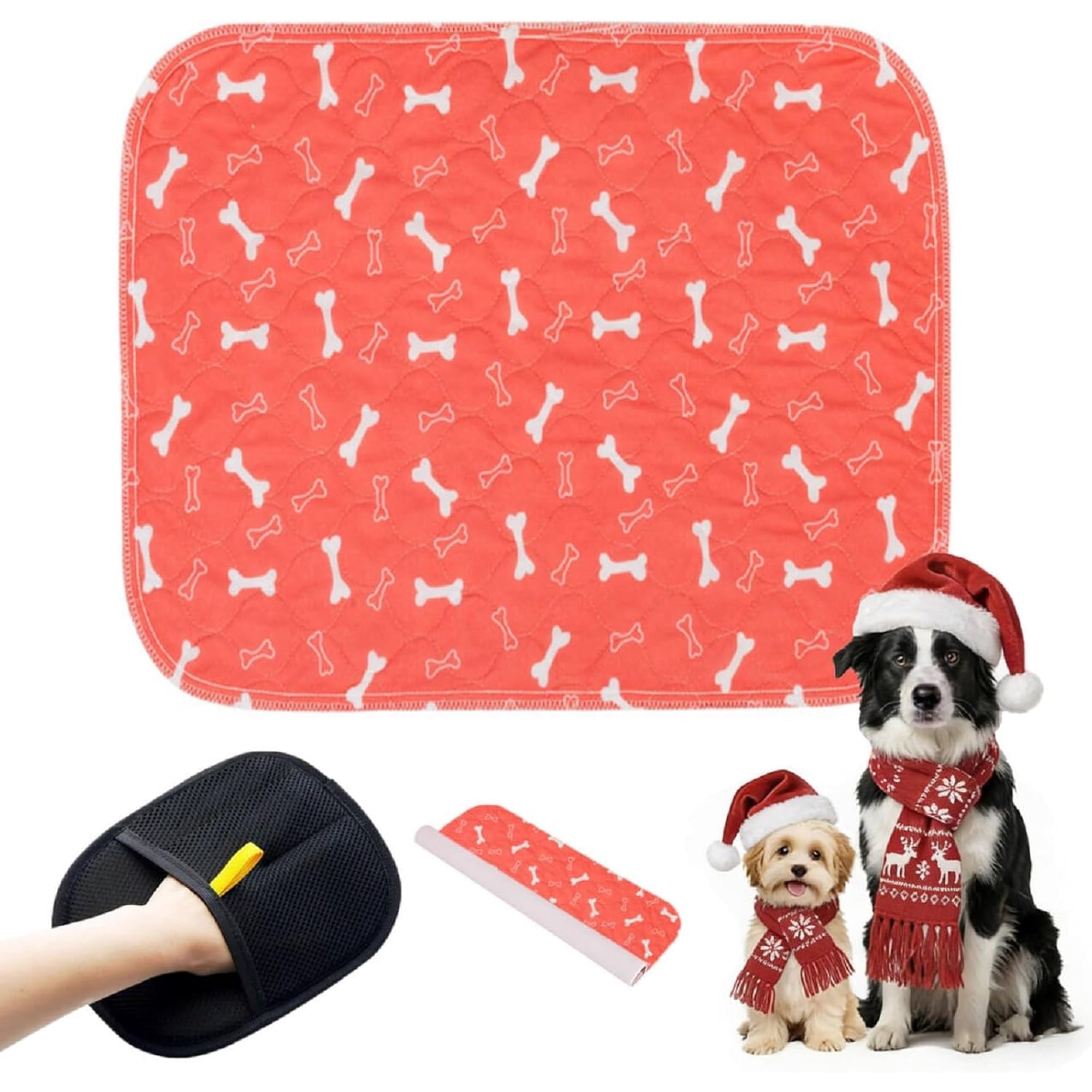 STGRGFHY Puppy pad Puppy Pee Pads With Pheromones Washable Pee Pads For Dogs Cats Washable Puppy Training Pads for Dogs Reusable Puppy Potty Pads(with Pet Hair Removal Gloves)#09 Red