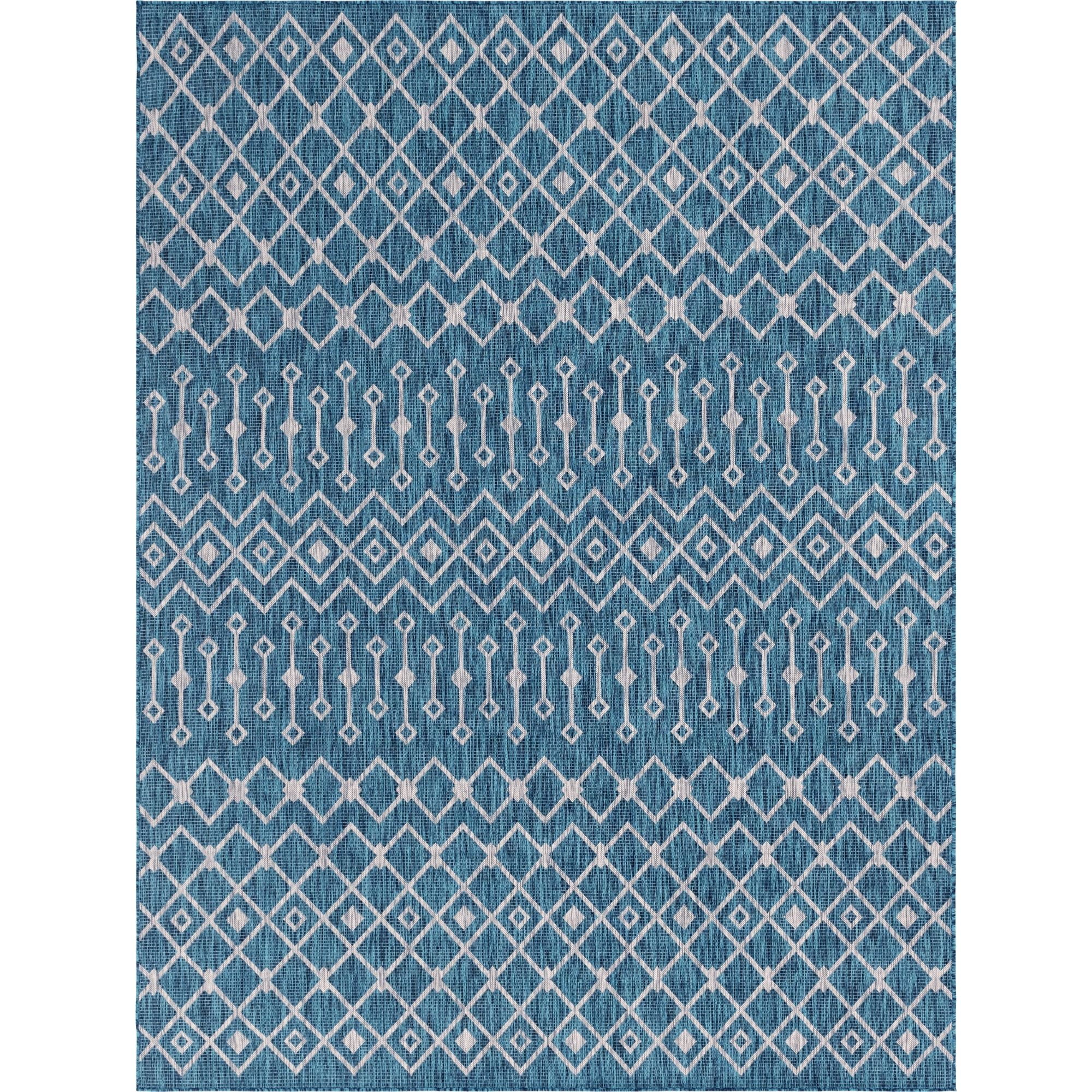 Unique Loom 9' x 12' Blue Outdoor Rug