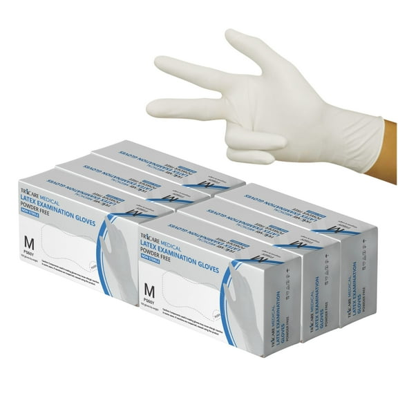 TRICARE Medical Latex Gloves, Medium, 600 Count, Disposable, Natural White, Powder Free, 5.5 Mil