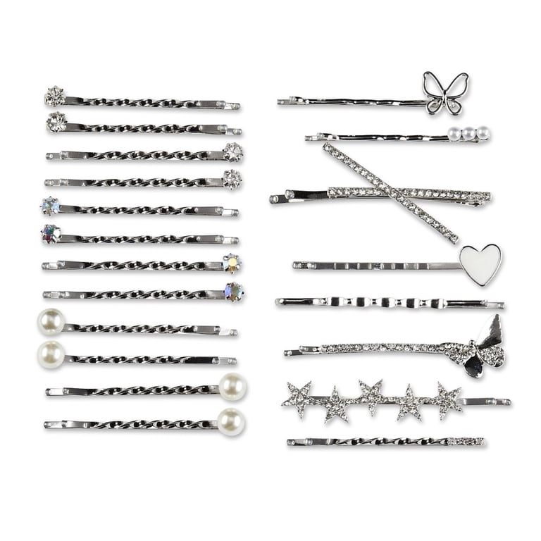 Scunci Pearl and Crystal Embellishment Bobby Pins, Silver  display picture 1