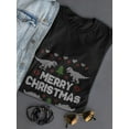 thumbnail image 3 of Merry Christmas With Dinosaurs T-Shirt Women -Smartprints Designs, Female Small, 3 of 4
