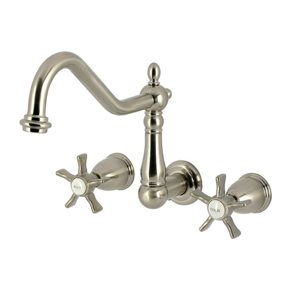 Kingston Brass KS1028NX Hamilton Two-Handle Wall Mount Roman Tub Faucet, Brushed Nickel