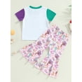 thumbnail image 4 of Faithtur Vêtements pour Filles Tout-Petits, Manches Courtes Col Rond Mermaid Queue-de-Pie Pantalons Évasés Tenues Décontractées, 4 of 9