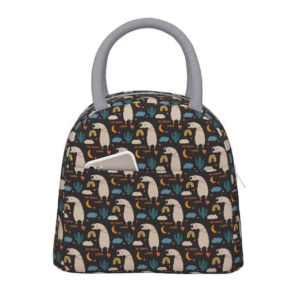 Easygdp Cute Alpaca Bolsa de Almuerzo Insulada Grande, Forro de Aluminio, Diseño Espacioso, a Prueba de Fugas, Ideal para Trabajo, Picnics, Viajes y Actividades al Aire Libre