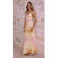 thumbnail image 5 of Womens Floral Dresses Spaghetti Strap V Neck Bodycon Maxi Beach Dress Elegant Party Long Dresses Yellow M, 5 of 9