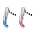 thumbnail image 2 of Nose Crawler Hugger Bone Stud Opalite Glitter Paved Twist Surgical Steel 20 Gauge, 2 of 7