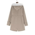 thumbnail image 5 of Shiusina Women's Warm Hooded Thick Padded Outerwear Big Collar Jackets Khaki L, 5 of 9