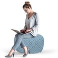 thumbnail image 2 of Flower Pouf Cover with Zipper, Interlaced Round Shapes Ornamented with 4 Leaf Petals Print, Soft Decorative Fabric Unstuffed Case, 30" W X 17.3" L, Slate Blue Pale Blue, by Ambesonne, 2 of 5