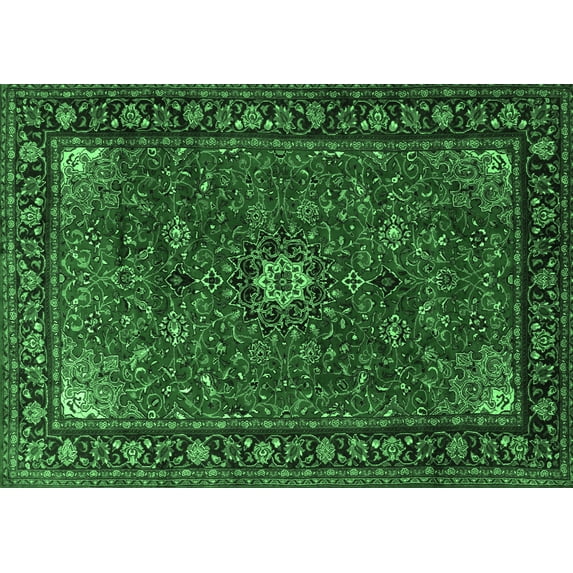 Ahgly Company Indoor Rectangle Medallion Emerald Green Traditional Area Rugs, 4' x 6'