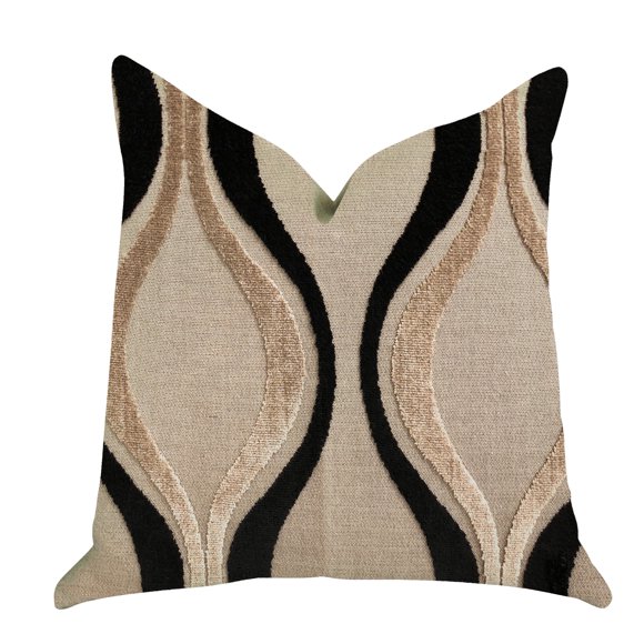 Plutus Brands Plutus Misty Belvedere Luxury Throw Pillow in Brown and Black Tones - Double sided 18" x 18"