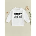 thumbnail image 2 of Infant Baby Boys Girls Outfits Crewneck Sweatshirt Mama's Coffee Date Letter Pullover Sweater Fall Winter Clothes, 2 of 8