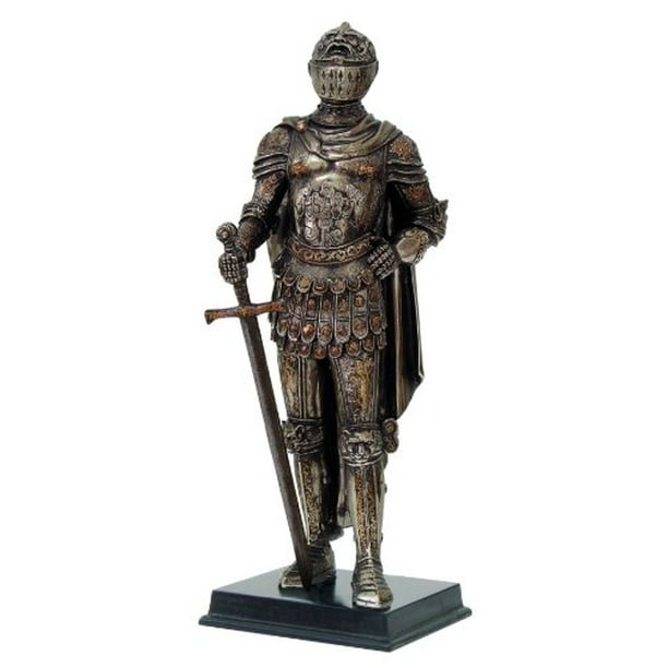 Medieval Knight Statue Bronze Finishing Cold Cast Resin Statue 11 3/4