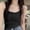 Black, variant on Delicate Lace Trim Spaghetti Strap Camisole Floral Lace Sheer Detail Soft Lining Lightweight Breathable Stretch Fabric Versatile Lingerie Layering Piece For Evening Wear Black M