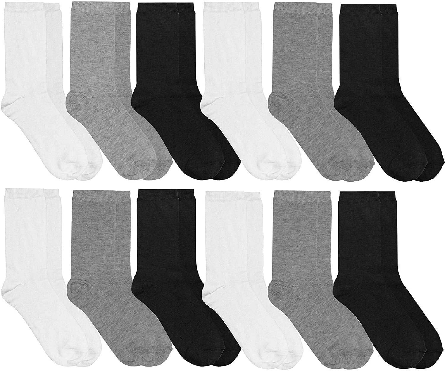 12 Pairs of Womens Casual Crew Socks, Cotton Colorful Fun Patterns