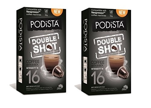Podista Nespresso Compatible Capsules Double Shot Pods - Extra Intense Coffee - 20 Pod Package