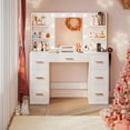 thumbnail image 2 of Homall Vanity Desk with Mirror, LED Lights & Power Outlet, Makeup Vanity Table with 7 Drawers & Shelves for Girls and Women, White, 2 of 7