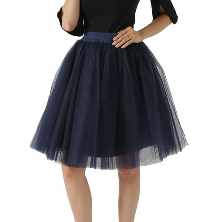 

JDEFEG Disposable Table Skirts Carnevale New Women Tulle Skirts Knee Length Long Adult Layered Short Prom Party Midi Skirt Mesh Cover Up Skirt for Swimwear Women Navy L