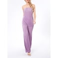 thumbnail image 4 of Faithtur Women’s 2 Piece Summer Outfits, Strapless Back Cutout Tube Tops + Wide Leg Pants Set, 4 of 9
