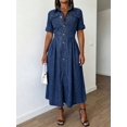 thumbnail image 5 of Dark Wash Dress With Collar And Front Buttons, 5 of 15
