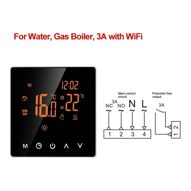 Tuya WiFi Smart Thermostat, Electric Floor Heating Water/Gas Boiler Remote Controller, Mirror Glass Screen ,Easy to Install