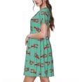 thumbnail image 2 of Fotbe Cartoon Lobsters 4 Vestido Largo de Moda para Mujer, Vestido Tipo Camiseta con Manga Corta y Estilo Casual a Rayas y Bloques de Color, 2 of 6