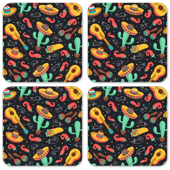Vinyl Drink Coasters - Set of 4 - Viva Mexico