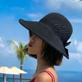 thumbnail image 3 of Visland Sun Visor Hats for Women Wide Brim Straw Ponytail Summer Beach Hat UV UPF Packable Foldable Travel, 3 of 3