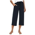 thumbnail image 1 of NECHOLOGY Women's Plus Size Yoga Capri Pants, Loose Soft Drawstring with Pockets, Navy, Size XL, 1 of 5