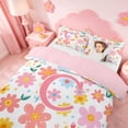 thumbnail image 3 of meiyoeat Watercolor Kawaii Flower Duvet Cover Set For Kids,Girls Personalized Monogram C Gifts Bedding Full,pink Reversible,3 Pieces(No Comforter), 3 of 6