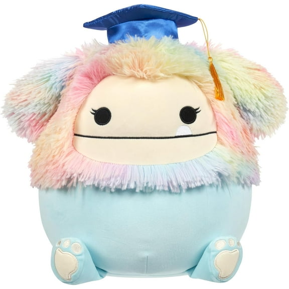 Squishmallows Zozo the Bigfoot 12" with Rainbow Mane and Graduation Hat, Stuffed Plush