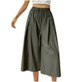thumbnail image 2 of Capri Pants for Women Plus Size, Xunlbb Women's Oversized Casual Pants Solid Color Wide Leg Pants High Waisted Drawstring Pants Cropped Pants(Army Green,M), 2 of 6