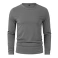thumbnail image 3 of Men's Long Sleeve T-Shirt Solid Color Casual Basic Tee Comfortable Winter Top Breathable Soft Shirt Men's Oversized Tee Summer Tops Streetwear, 3 of 5