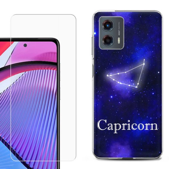 OneToughShield ® Compatible with Motorola Moto G 5G 2023, Shockproof Phone Case, with Tempered Glass Screen Protector - Capricorn